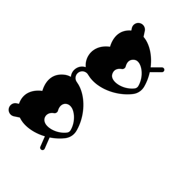 Corazón Forma Gafas Negro Icono — Vector de stock
