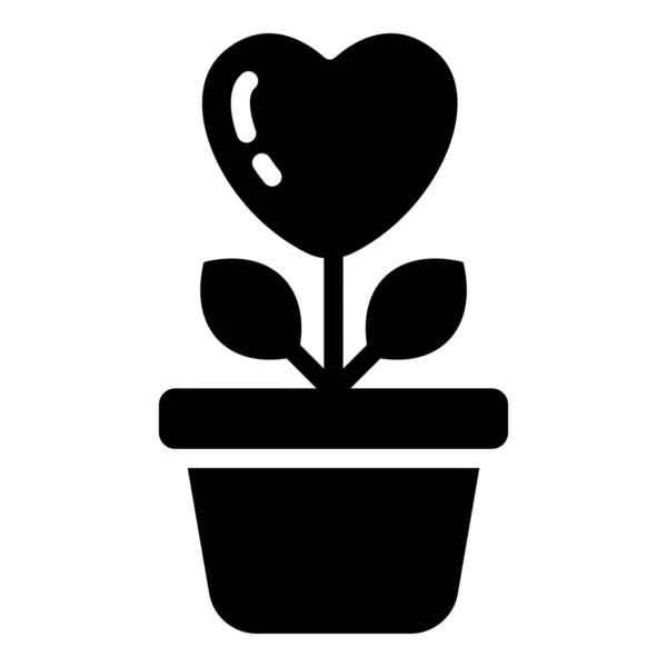 Любовь Растение Рост Черный Значок — стоковый вектор