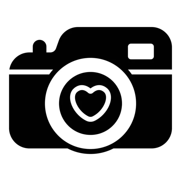 Amour Photographie Caméra Icône Noire — Image vectorielle