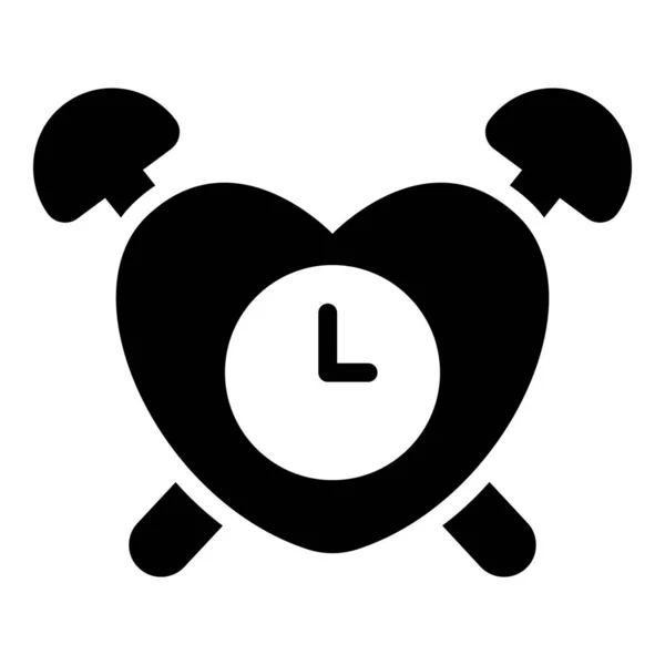 Forma Corazón Reloj Despertador Icono Negro — Archivo Imágenes Vectoriales