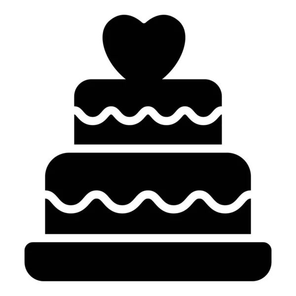 Liebe Kuchen Essen Schwarze Ikone — Stockvektor
