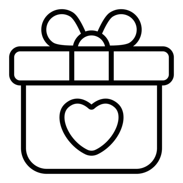 Presente Amor Ícone Linha Simples Giftbox — Vetor de Stock