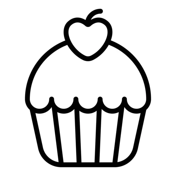 Cupcake Bolo Creme Ícone Linha Simples — Vetor de Stock