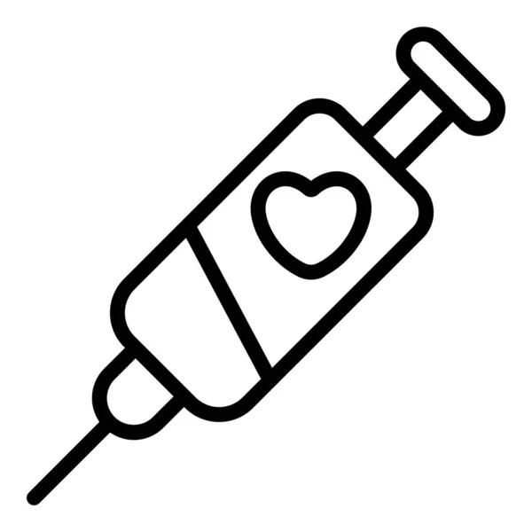 Injection Love Inject Simple Line Icon — Stock Vector