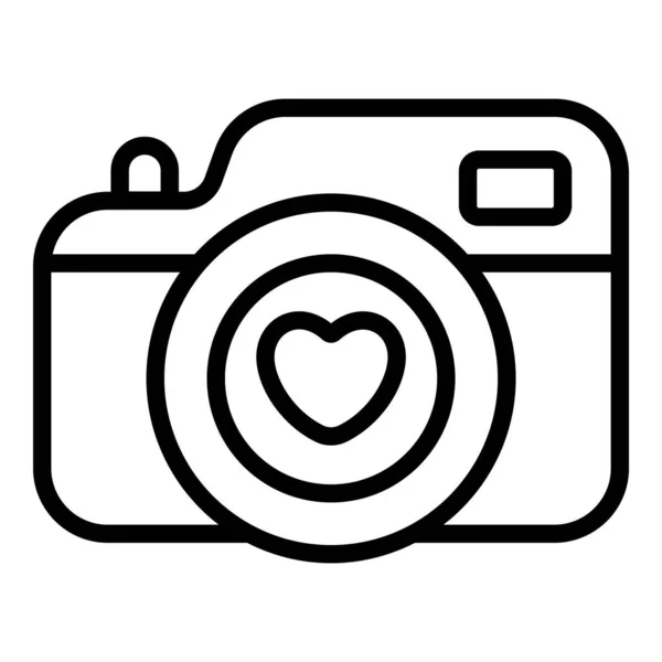 Love Photos Camera Simple Line Icon — стоковый вектор