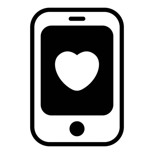 Love Mobile Cellulare Icona Nera — Vettoriale Stock