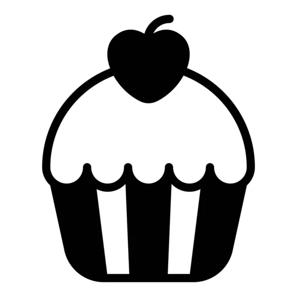 Cupcake Crème Gâteau Icône Noire — Image vectorielle