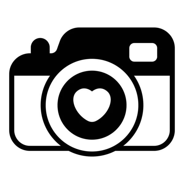 Amor Fotografía Cámara Vector Negro Icono — Vector de stock