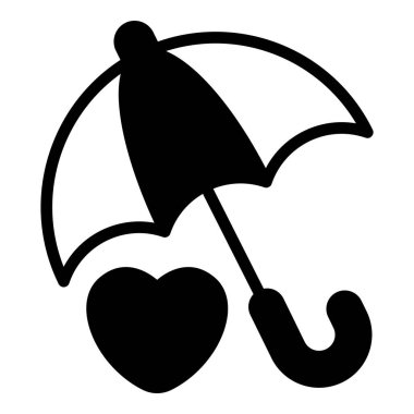 aşk koruması, şemsiye siyah vektör simgesi