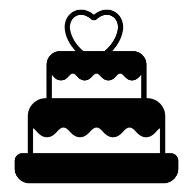 aşk pastası, yiyecek siyah vektör simgesi