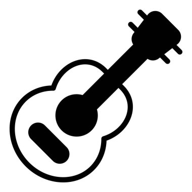 gitar, melodi, müzikal siyah vektör simgesi