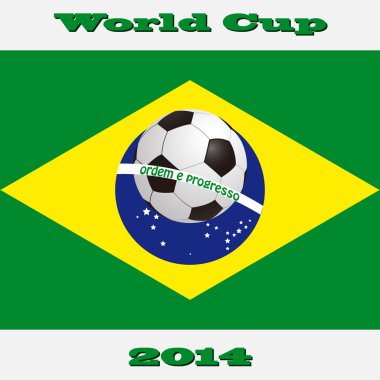 Futbol topu ve Brezilya 2014 bayrağı
