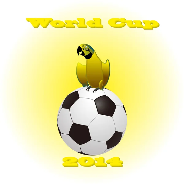 Loro sobre bola de Brasil 2014 — Vector de stock