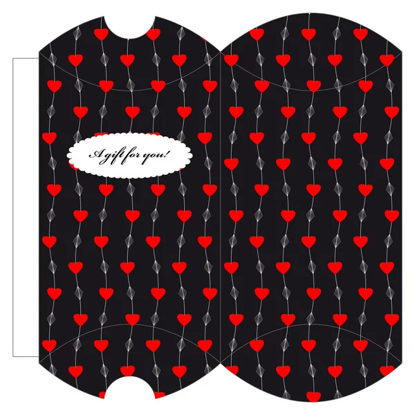 Dekoratif hediye kutusu ile kalpleri vektör şablonu