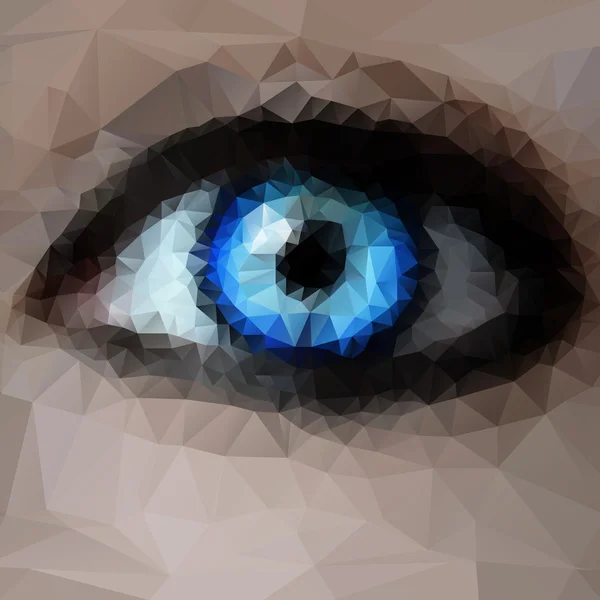 Блакитне око, створене з багатокутників — стоковий вектор