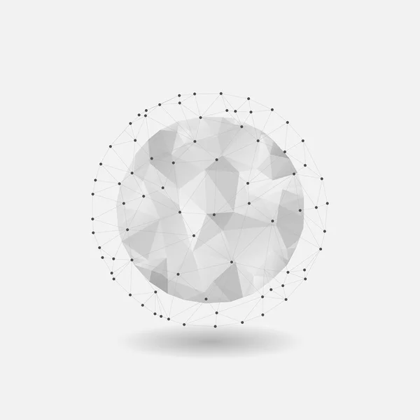 Абстрактная геометрическая серая сферическая форма из триангула для графического дизайна — стоковый вектор