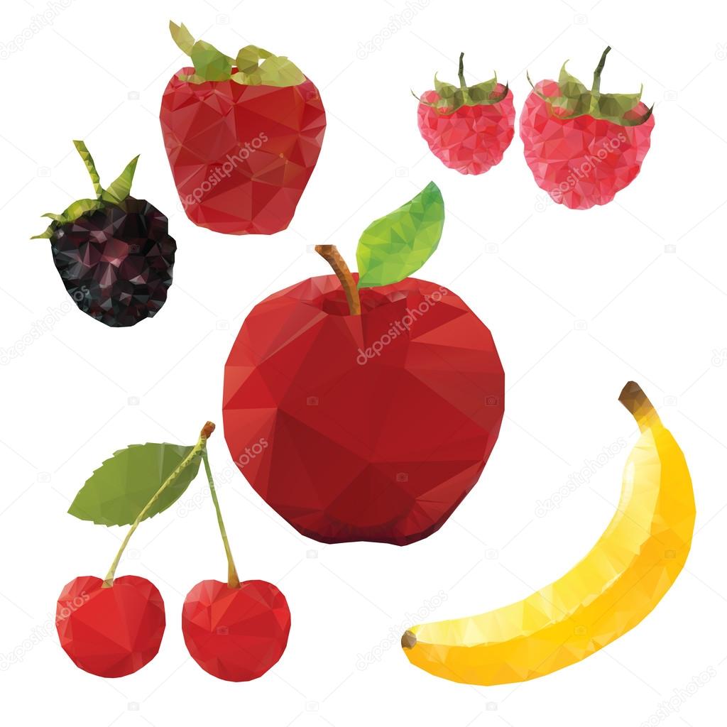 Set of fruits from polygons