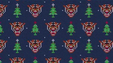 Karlı kaplan ve Noel ağacı