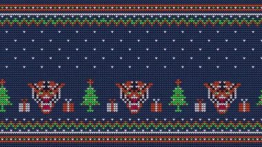 Karlı kaplan ve Noel ağacı
