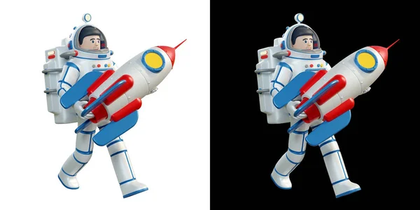 Astronauta dei cartoni animati in tuta spaziale — Foto Stock