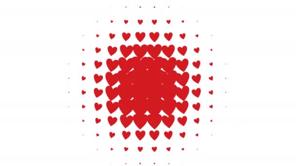 Red hearts background round transition — ストック動画