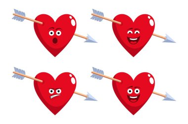 Çizgi film karakteri. Yüzü ve duyguları olan bir okla delinmiş.