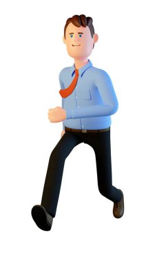 Gömlekli ve kravatlı 3D ofis çalışanı.