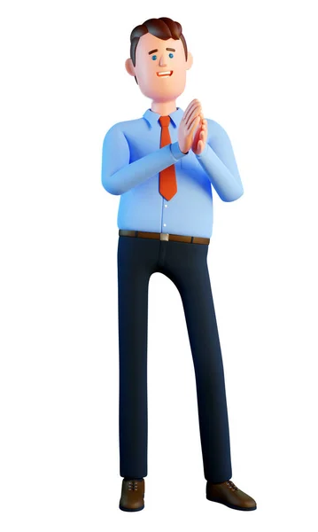 3d businessman applauds while standing — Stock Photo, Image