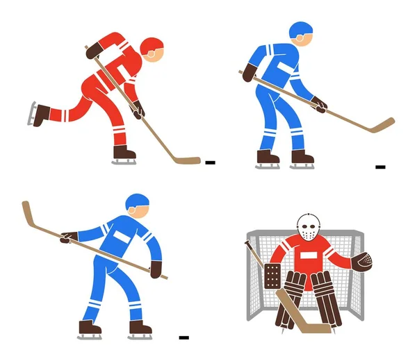 Simple color hockey player and goalkeeper icon — Stock Vector