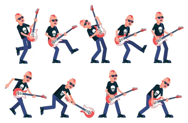 Rock guitarist from a punk band — Stock Vector