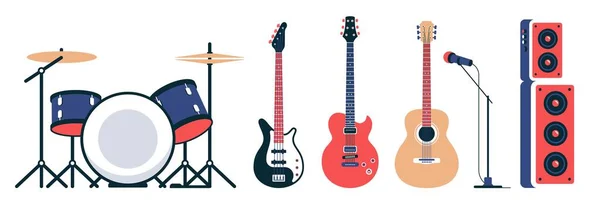 Conjunto de instrumentos de banda de rock. — Archivo Imágenes Vectoriales