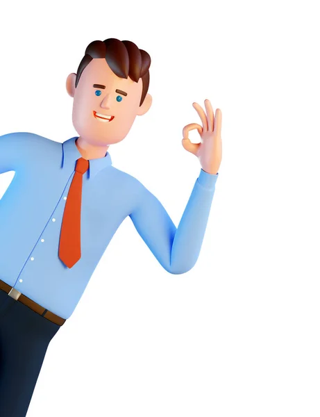 3d man with ok gesture — Stock Photo, Image