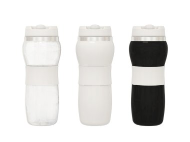 plastik su şişesi üzerinde beyaz bir arka plan ile kırpma kümesi