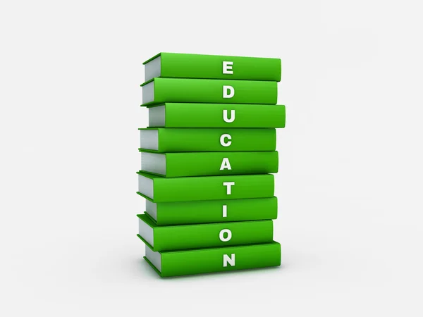 Stack of green education book isolated on white with clipping pa — Stock Photo, Image