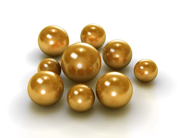 Gold pearls with clipping path — Stock Photo, Image