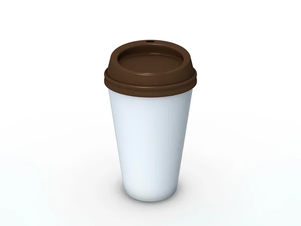 Plast kaffekopp med brun mössa — Stockfoto