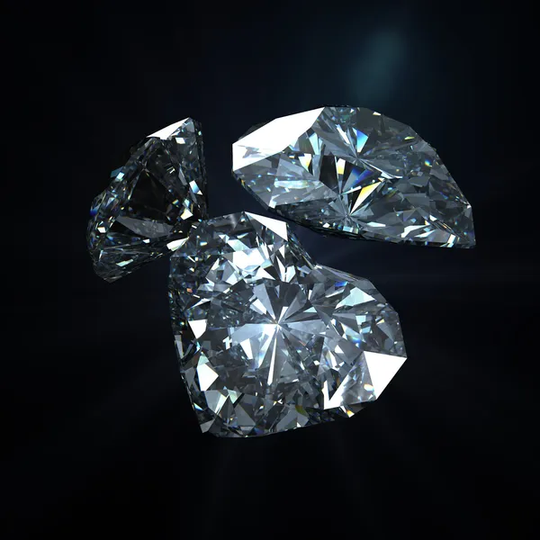 3 diamond σχήμα καρδιάς με διαδρομή αποκοπής — Φωτογραφία Αρχείου