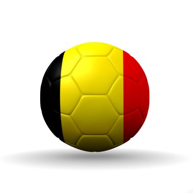 Futbol topu üzerinde kırpma yolu dahil dokulu Belçika bayrağı