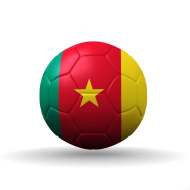 Futbol topu üzerinde kırpma yolu dahil dokulu Kamerun Cumhuriyeti bayrağı
