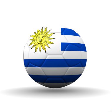 Futbol topu üzerinde kırpma yolu dahil dokulu uruguay Doğu Cumhuriyeti bayrağı