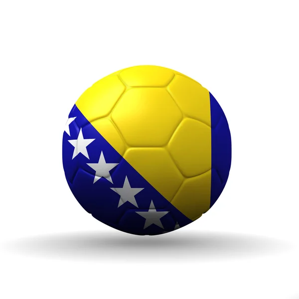 Bosnia-Erzegovina bandiera strutturata su pallone da calcio, percorso di ritaglio incluso — Foto Stock