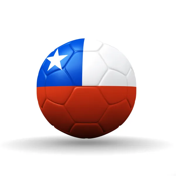 Флаг Республики Чили, текстурированный на футбольном мяче, в том числе — стоковое фото
