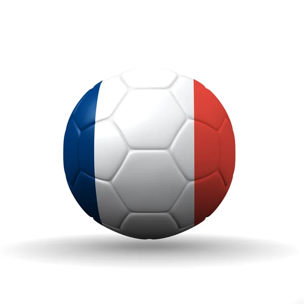 Bandeira da república francesa texturizado na bola de futebol, cortando caminho inc — Fotografia de Stock
