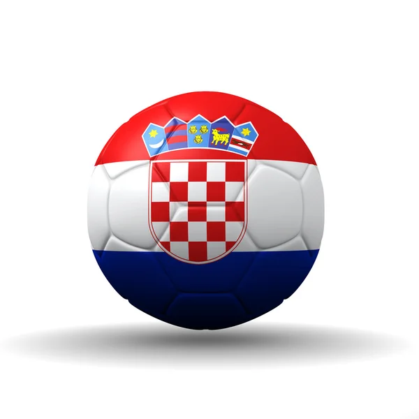 Repubblica di Croazia bandiera strutturata su pallone da calcio, percorso di ritaglio incluso — Foto Stock
