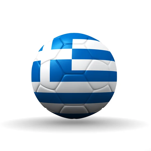 Flagge der Griechischen Republik auf Fußballball strukturiert, Clipping-Pfad inklusive — Stockfoto