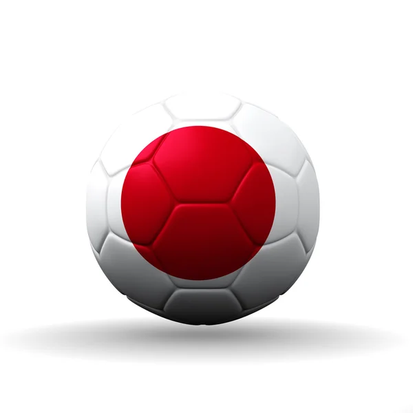 Японский флаг, текстурированный на футбольном мяче, в том числе — стоковое фото