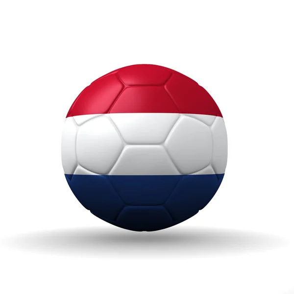 Drapeau du Royaume des Pays-Bas texturé sur le ballon de football, chemin de coupe inclus — Photo