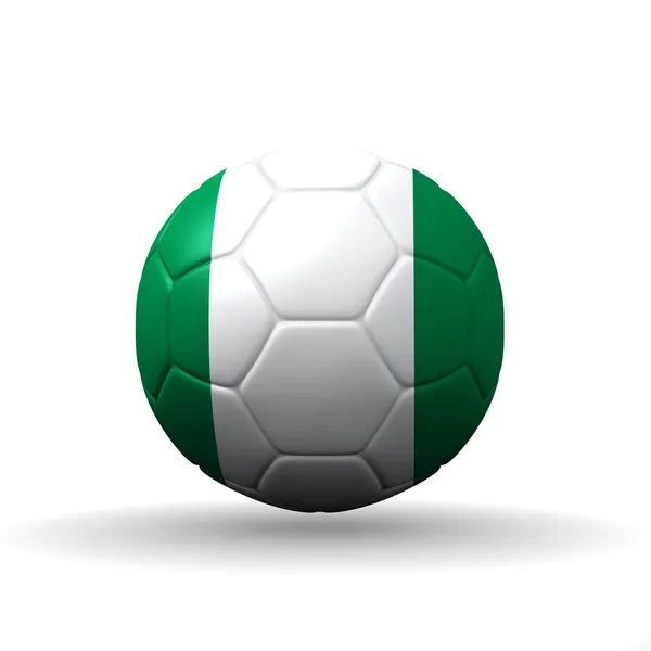 Флаг Федеративной Республики Нигерия, вырезанный на футбольном мяче, включает в себя — стоковое фото