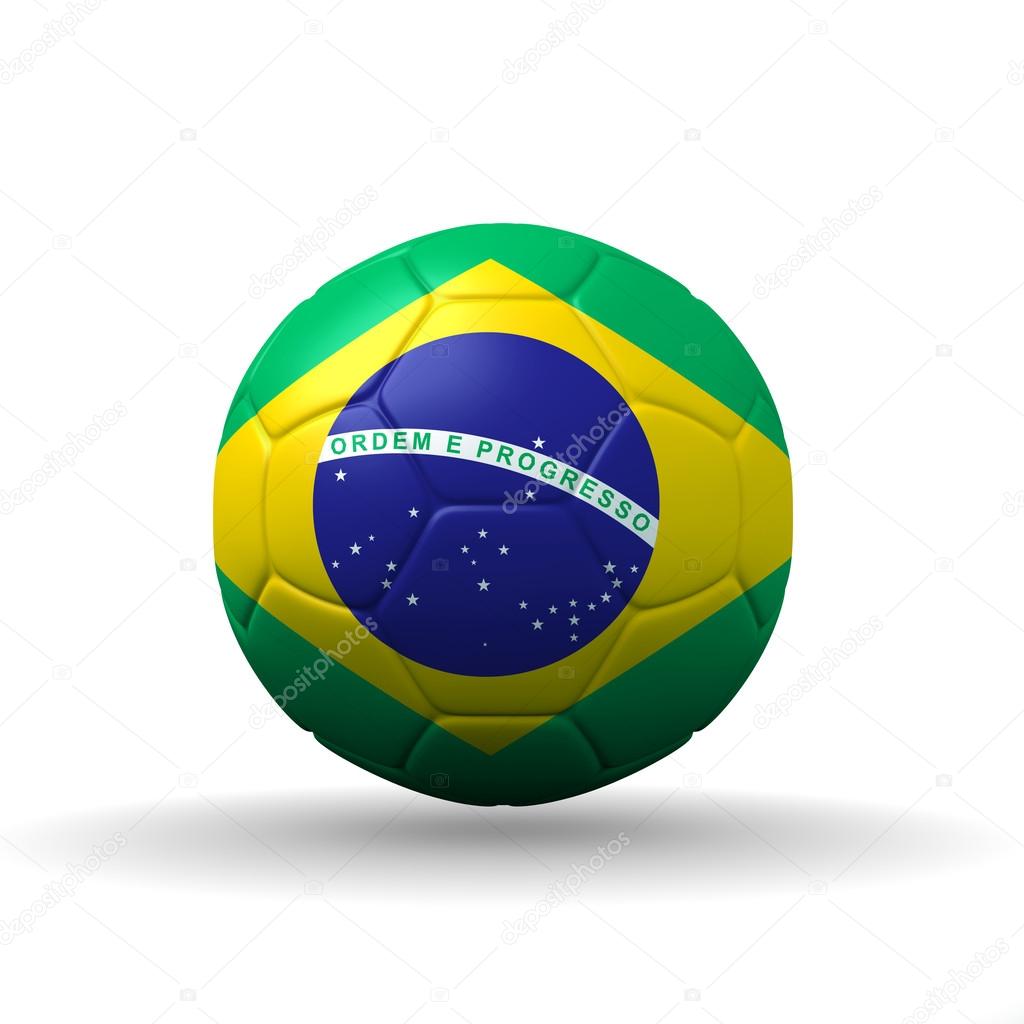 Federative Republic of Brazil flag textured on soccer ball , clipping path included