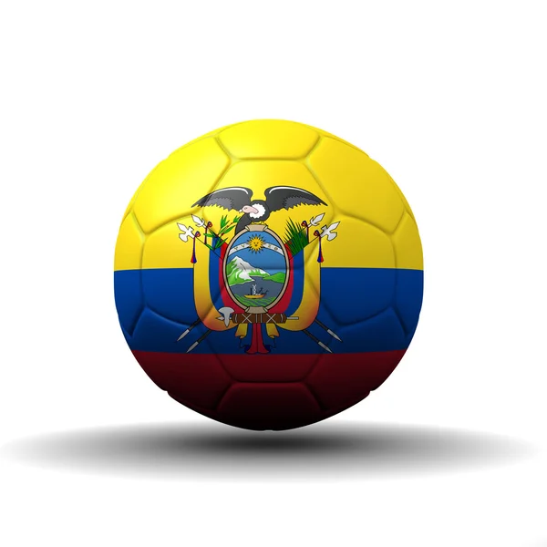 Bandiera Repubblica dell'Ecuador testurizzata su pallone da calcio, percorso di ritaglio — Foto Stock